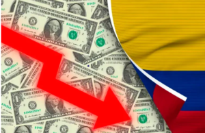 Dólar en Colombia abre a la baja este 1 de abril y se ubica en $3.660 Bandera de Colombia, flecha decreciendo, billetes de un dólar
