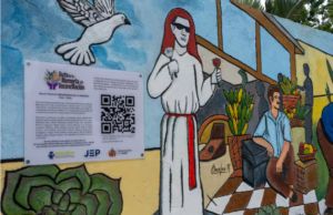 Murales de memoria en Colombia: víctimas y exmilitares construyen reconciliación en Huila Mural paloma de paz, personas, JEP